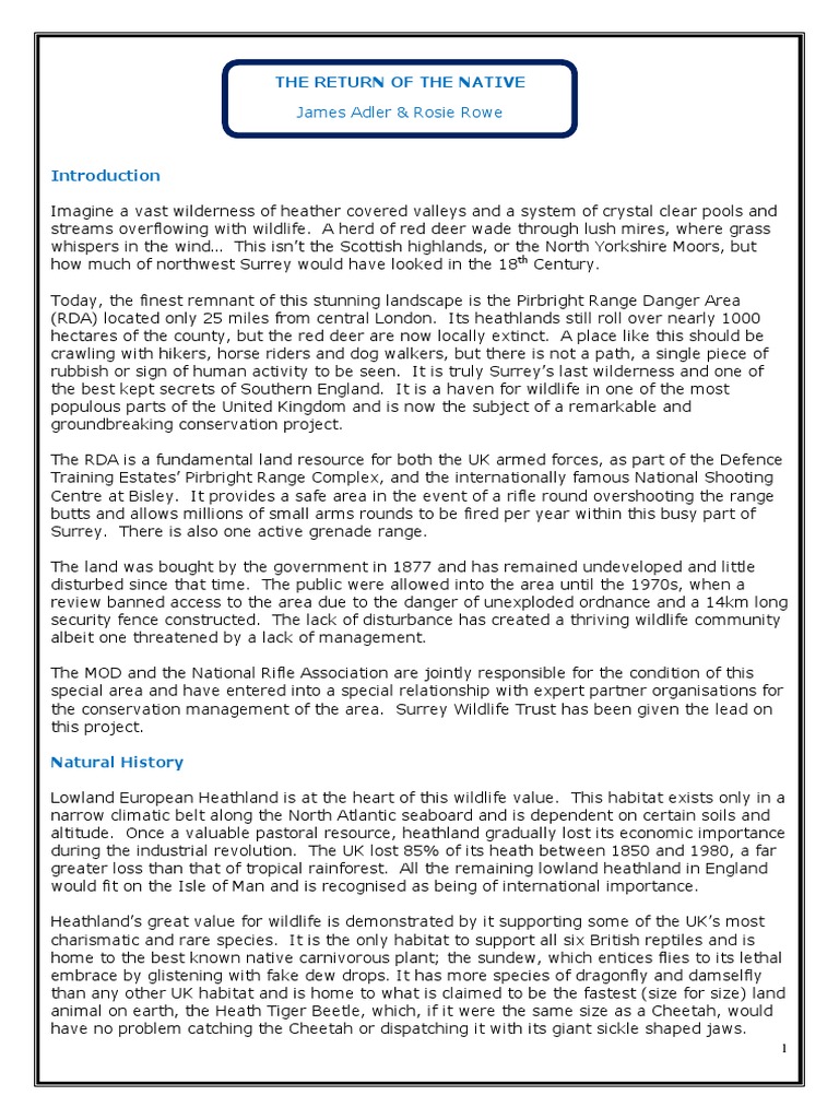 Conservation of Pirbright Range RDA | PDF | Deer | Grazing
