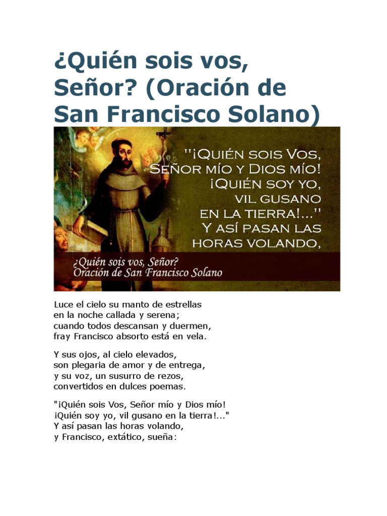 Oración de San Francisco Solano | PDF