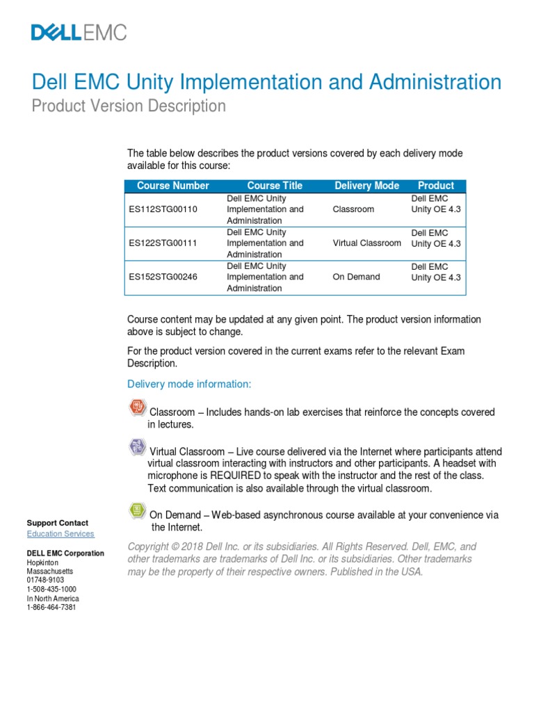 Dell EMC Unity Implementation and Administration Product Version | PDF ...