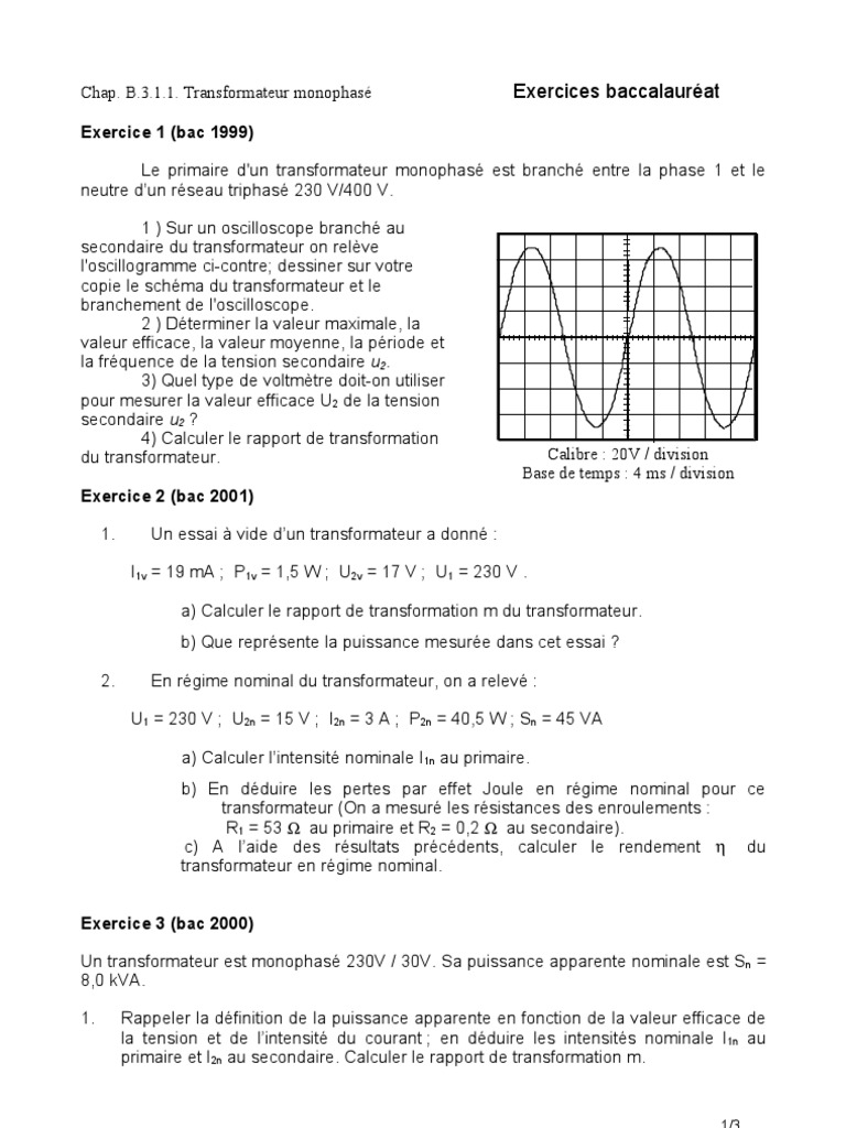 Exercices Puissance Et Energie Electrique Bac Pro