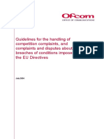 Guidelines For The Handling of Competition Complaints, and Complaints and Disputes About Breaches of Conditions Imposed Under The EU Directives