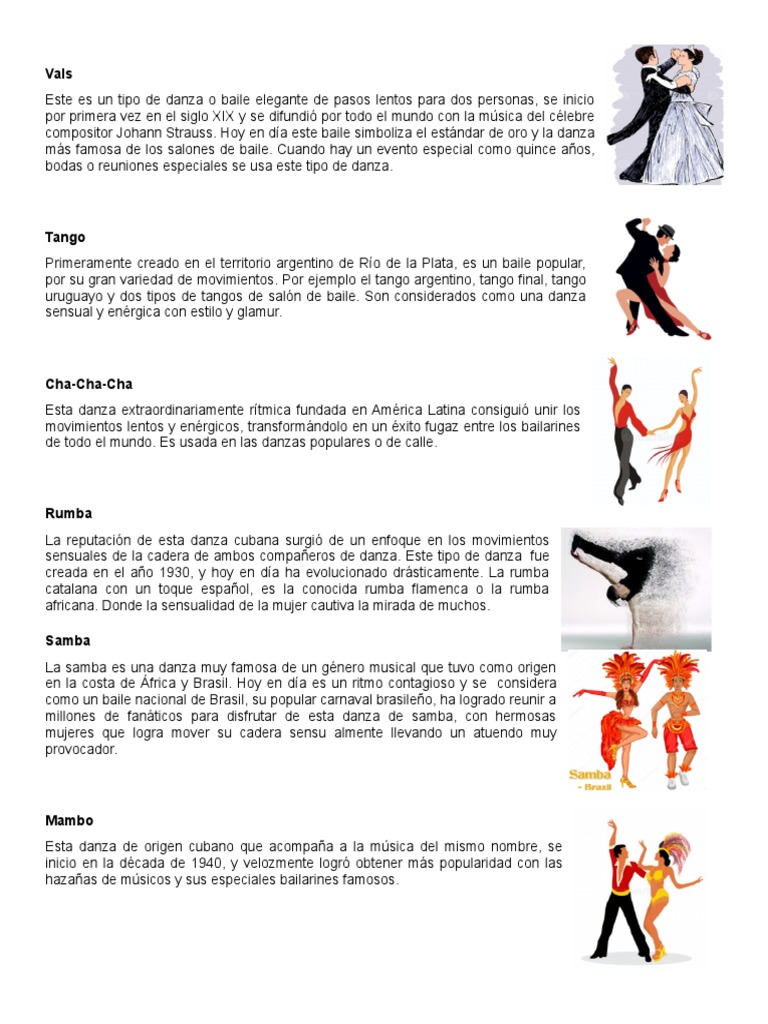 Tipos de Danzas y Sus Nombres | PDF | Bailes | Musica Tango