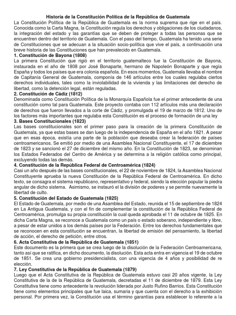 Historia de La Constitución Política de La República de Guatemala | PDF ...