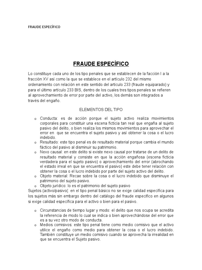 Delitos de Fraude Específico y Equiparado | PDF | Extorsión | Derecho penal