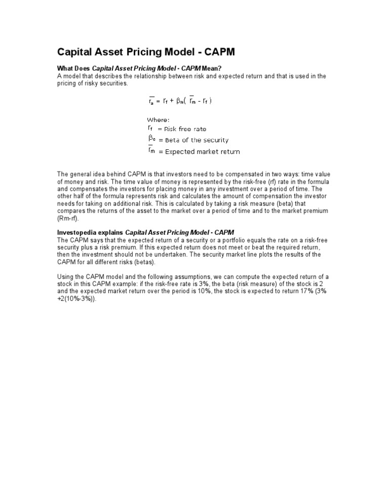 Understanding Capital Asset Pricing Model | PDF | Finance & Money ...