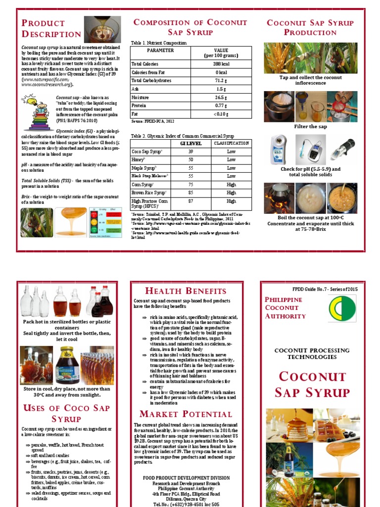 Coconut Sap Syrup Final PDF PDF Maple Syrup Glycemic Index