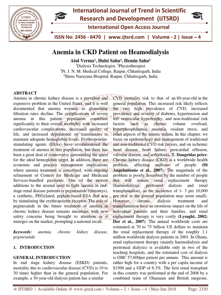 Anemia in CKD Patient On Heamodialysis | PDF | Chronic Kidney Disease ...