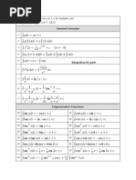 Integartion Formulas