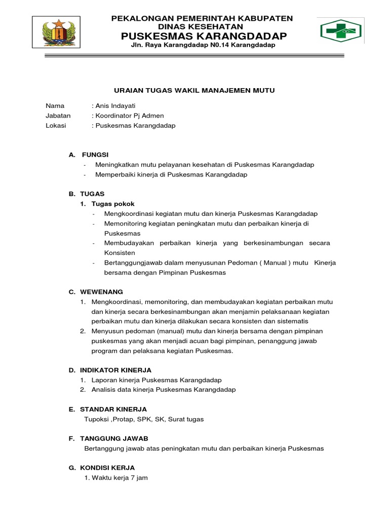 Dokumen Pokja Admen Akreditasi Puskesmas Dokumen Pilihan