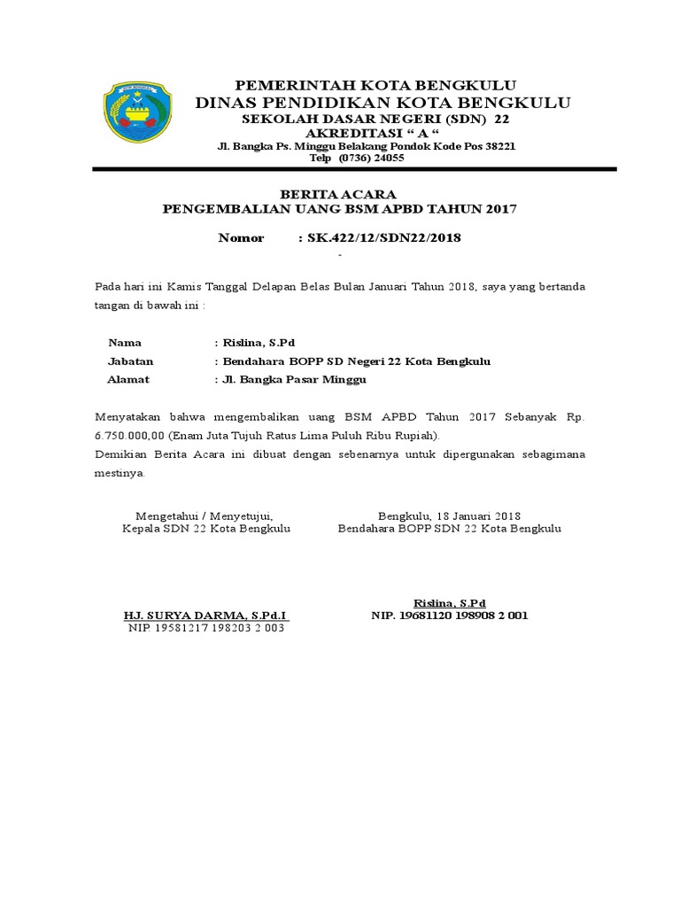 Berita Acara Bsm