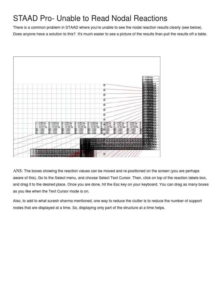 STAAD Pro-Unable To Read Nodal Reactions | PDF