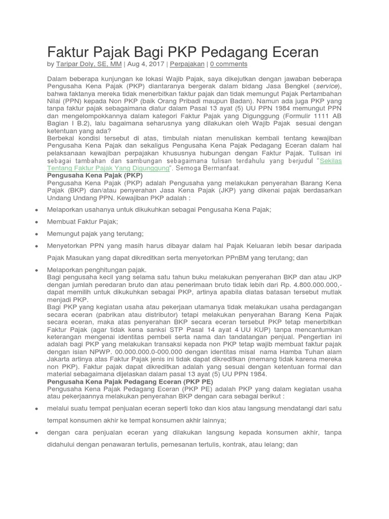Contoh Faktur Pajak Eceran - Simak Gambar Berikut