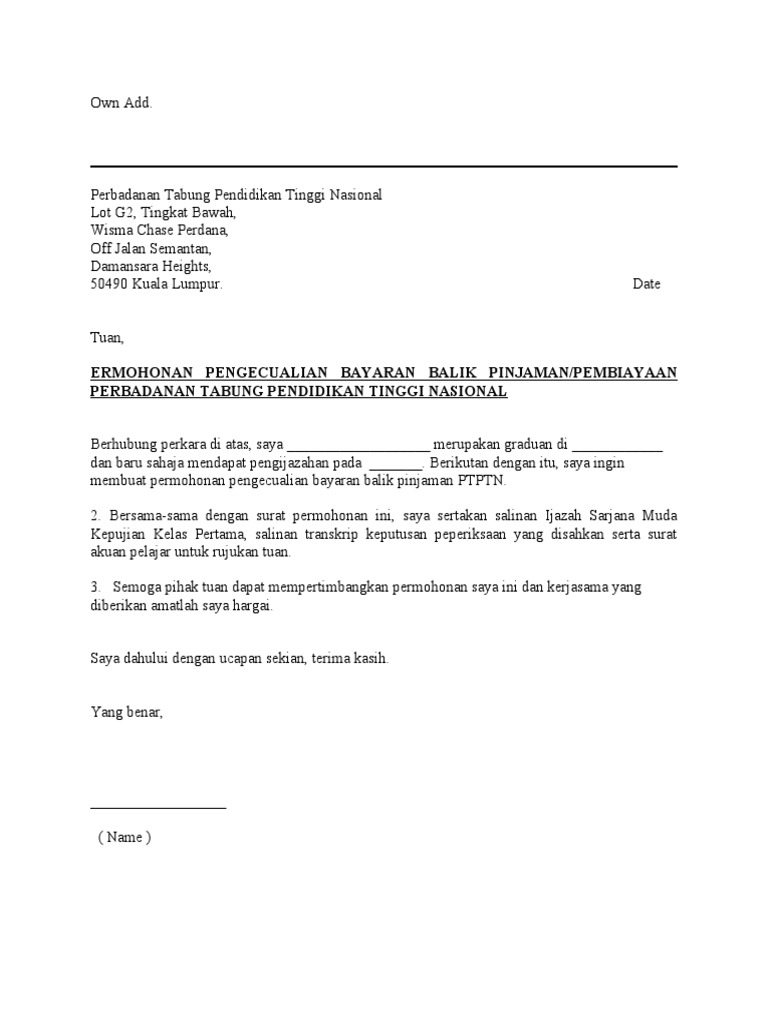 Ptptn Letter Upload Pdf