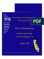 California Debt and Investment Advisory Commission PFM Fundamentals of Debt Financing Role of The Financial Advisor