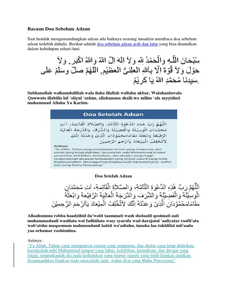 Bacaan Doa Sebelum Adzan