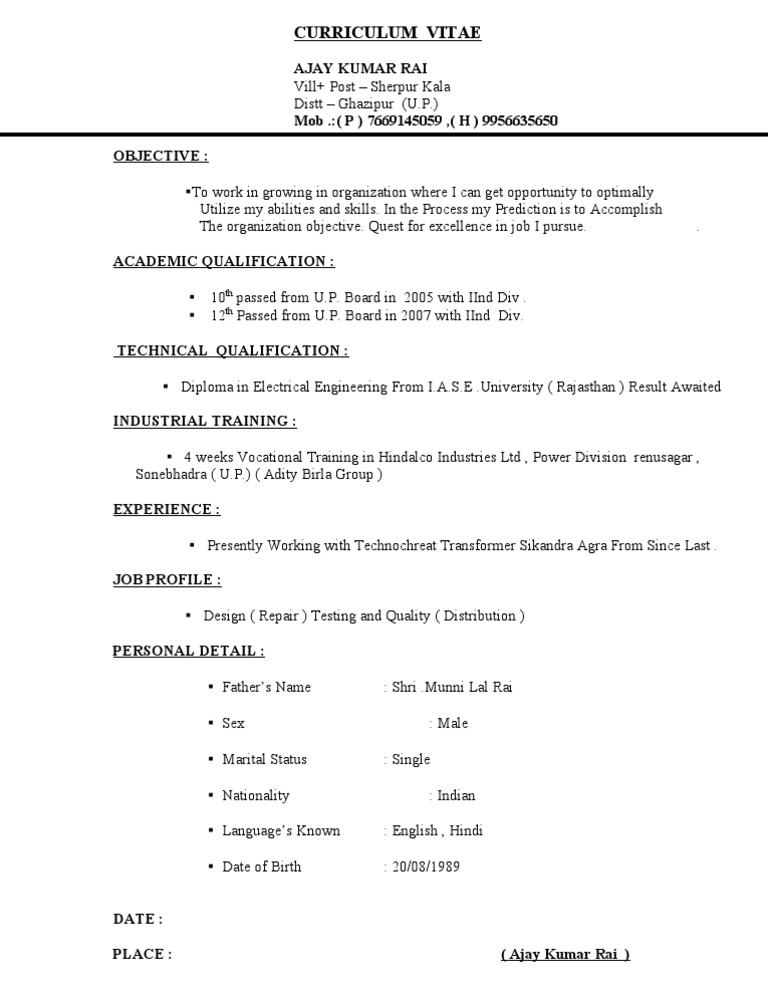 Ajay Kumar Rai's CV Overview | PDF