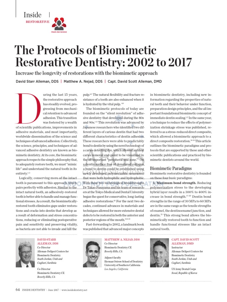 Biomimetic Dentistry Protocols Explained | PDF | Dental Composite ...