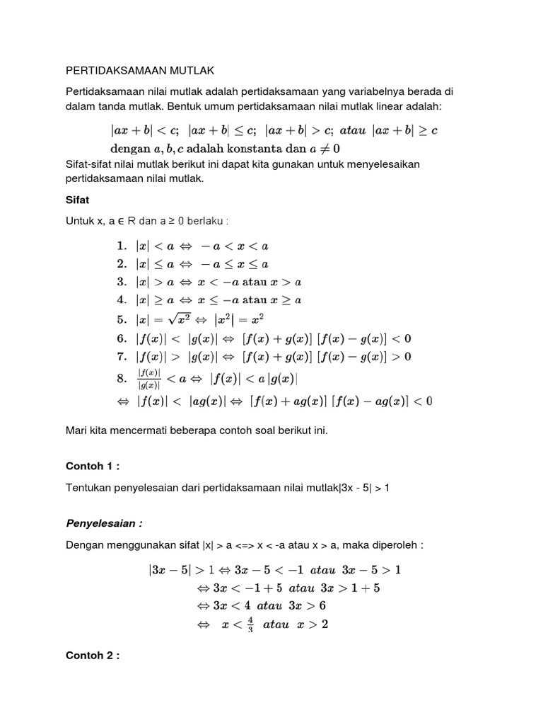 Pertidaksamaan Mutlak