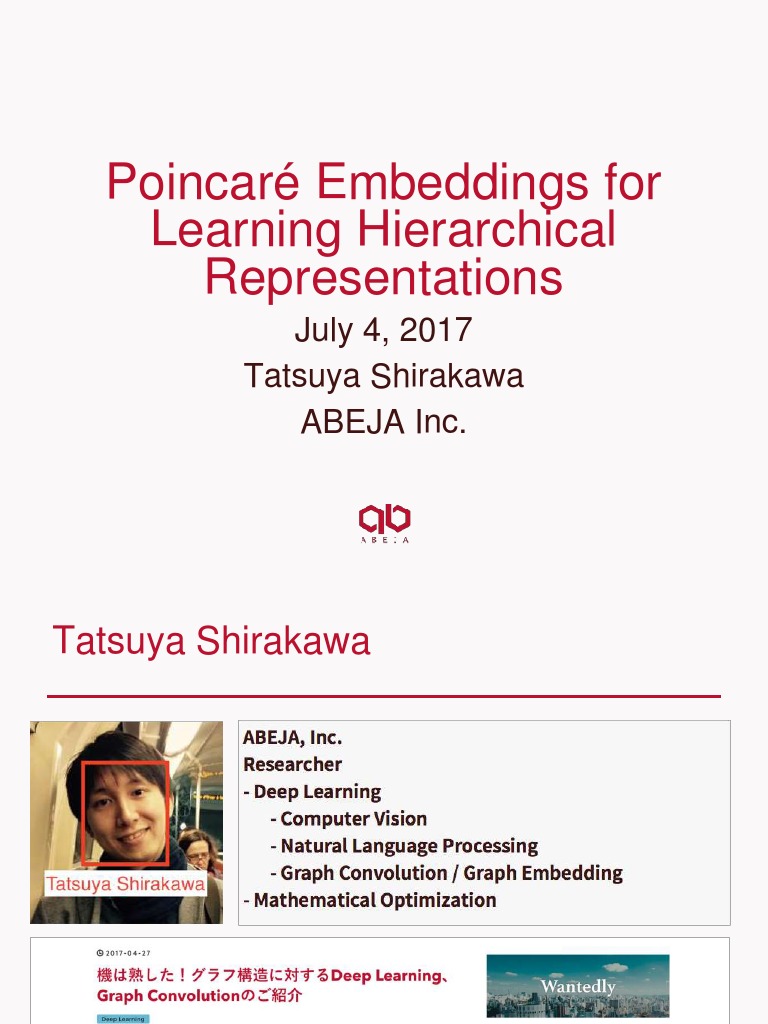 Poincaré Embeddings for Hierarchical Learning | PDF | Hyperbolic ...