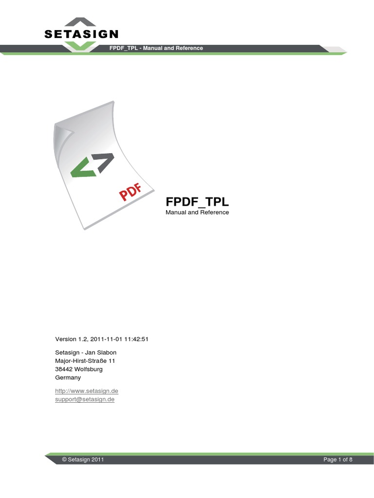 FPDF - TPL Manual 1.2 PDF | PDF | Parameter (Computer Programming ...