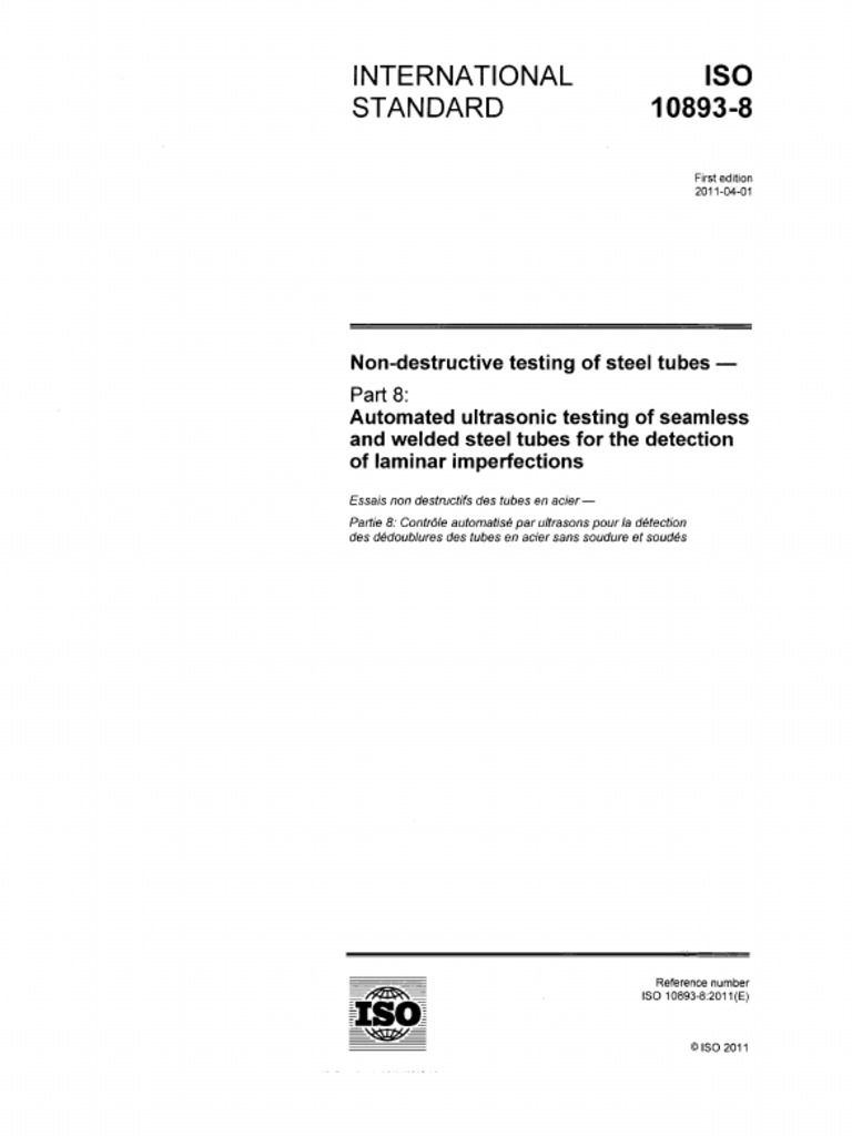 ISO 1089382011 Auto UT of Seamless and Welded Steel Tubes For