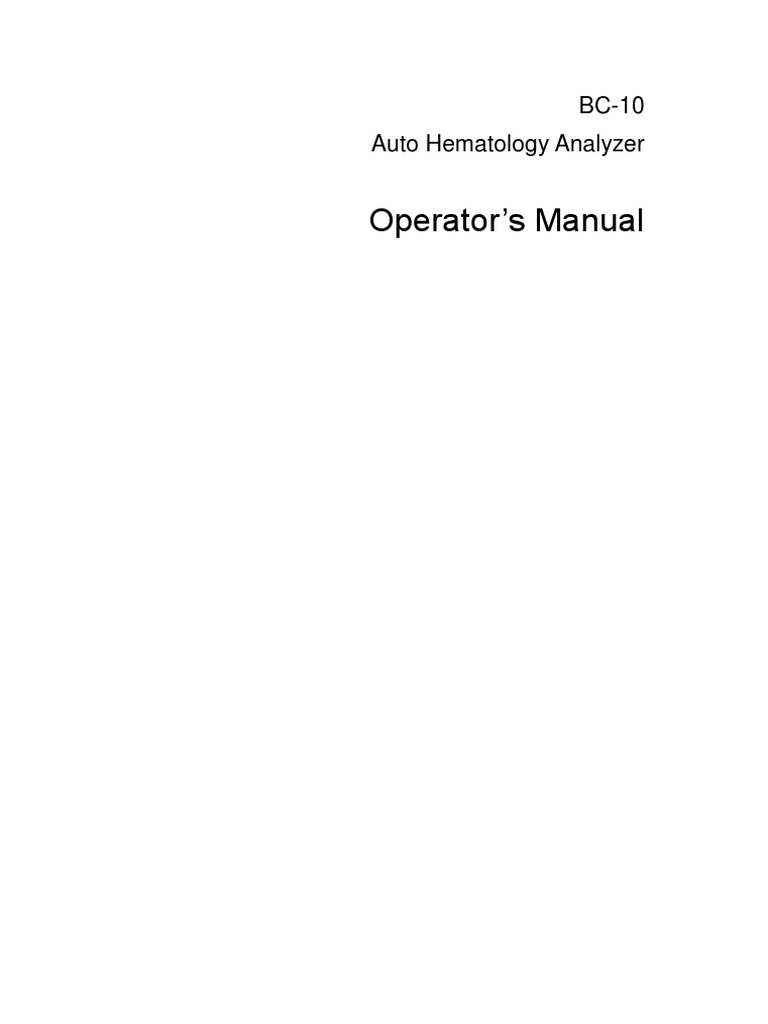 BC-10 Operator's Manual 5.0 en | Download Free PDF | White Blood Cell ...