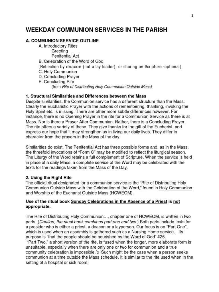 Weekday Communion Services | PDF | Mass (Liturgy) | Eucharist