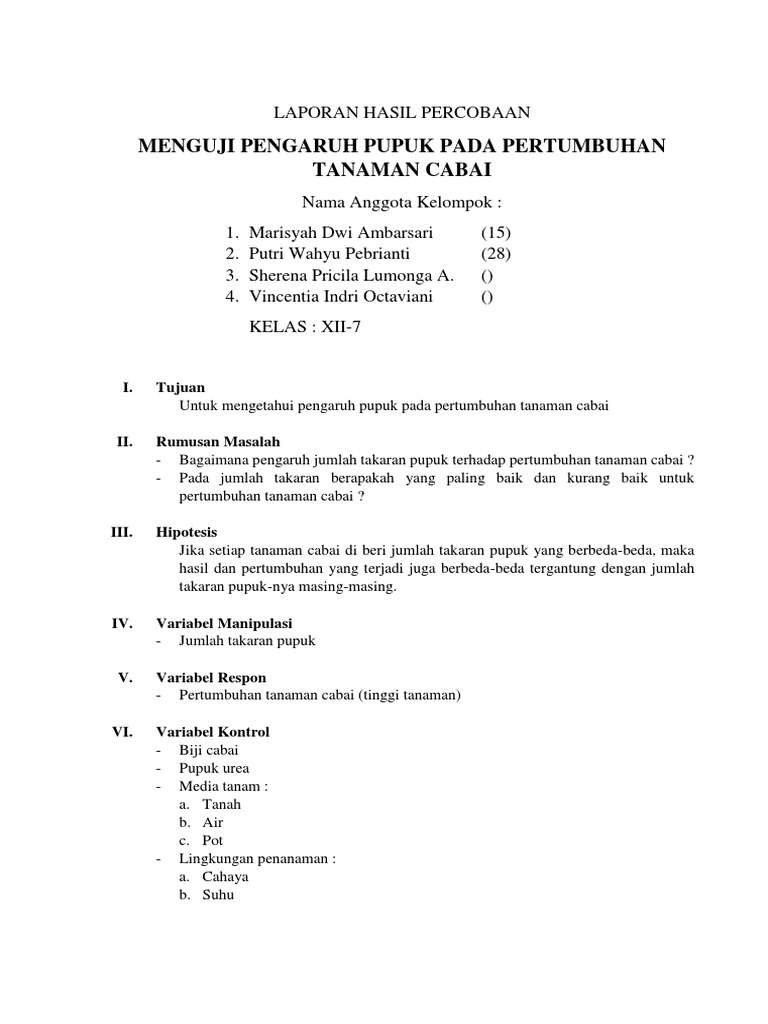 Laporan Hasil Percobaan Cabai Docx