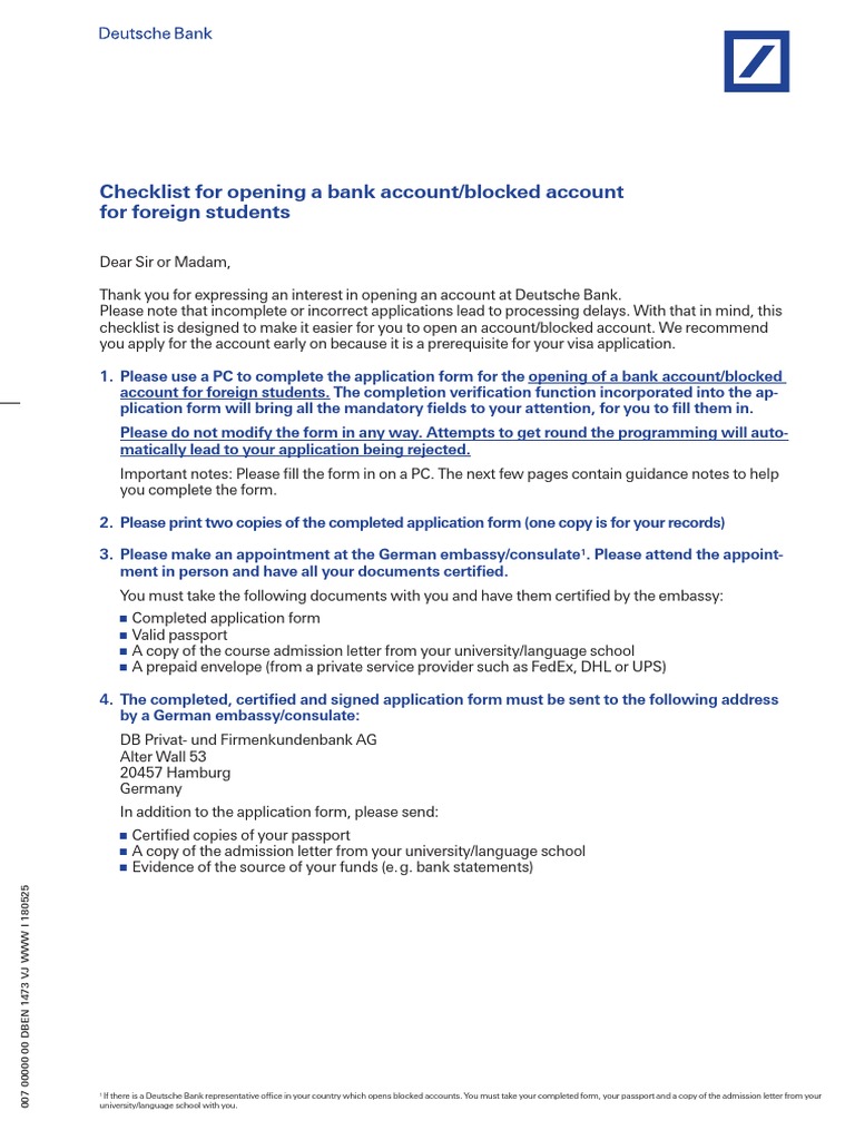1 Opening A Bank Account For Foreign Students Over18years Pdf
