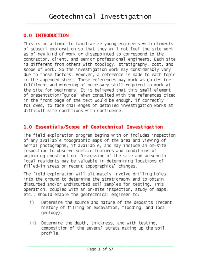 Geotechnical Investigation at Site | PDF | Geotechnical Engineering ...