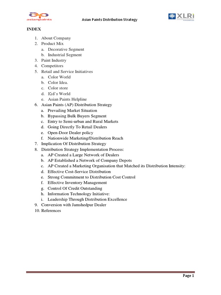 Asian Paints Distribution Strategy Overview | PDF | Inventory ...