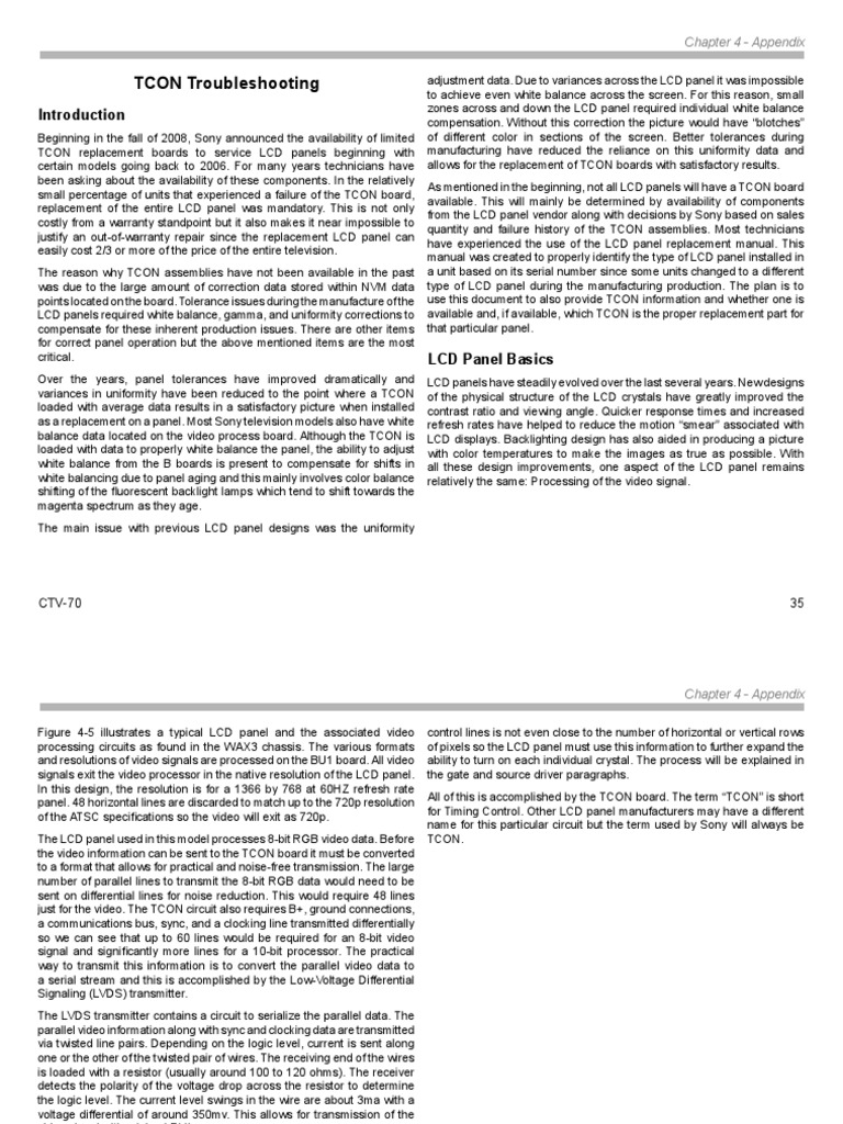 TCON Troubleshooting: Chapter 4 - Appendix | PDF | Video | Computer ...
