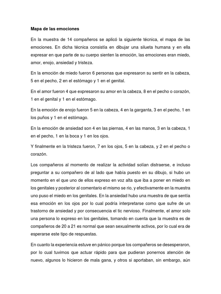 Mapa de emociones en niños: análisis y resultados | PDF | Las emociones ...