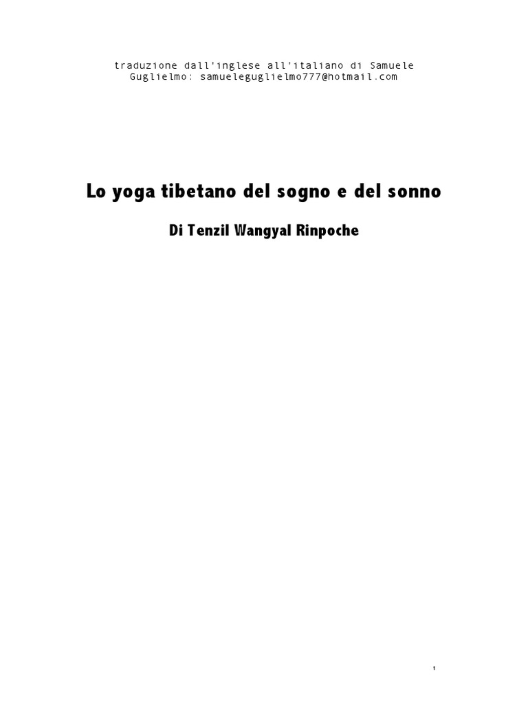 Lo Yoga Tibetano Del Sogno E Del Sonno Karma Dream - 