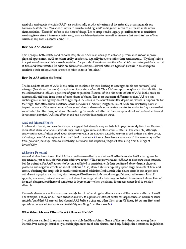 How Are AAS Abused?: AAS and Mental Health | PDF | Testosterone ...