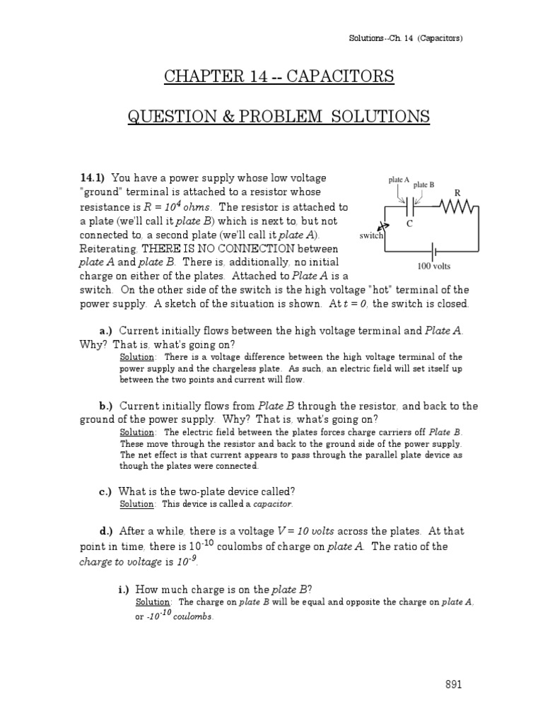 Chapter 14 Capacitors Question & Problem Solutions Ohms. The