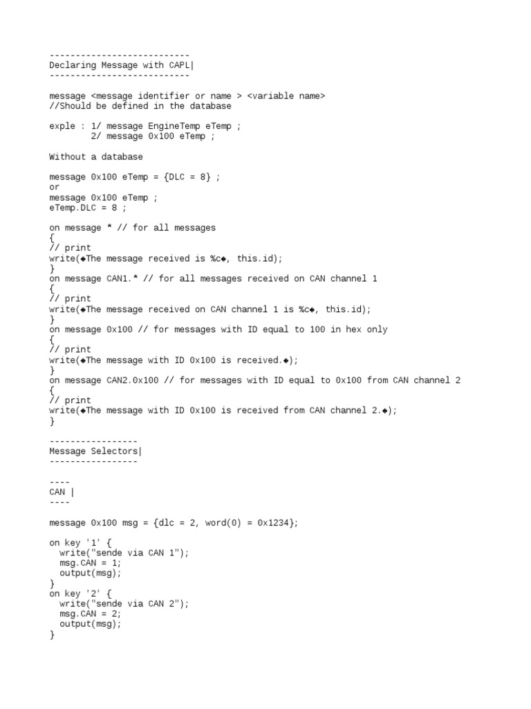 Capl Message Can | PDF | Data Transmission | Computing