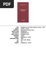 Metaphysics and Culture