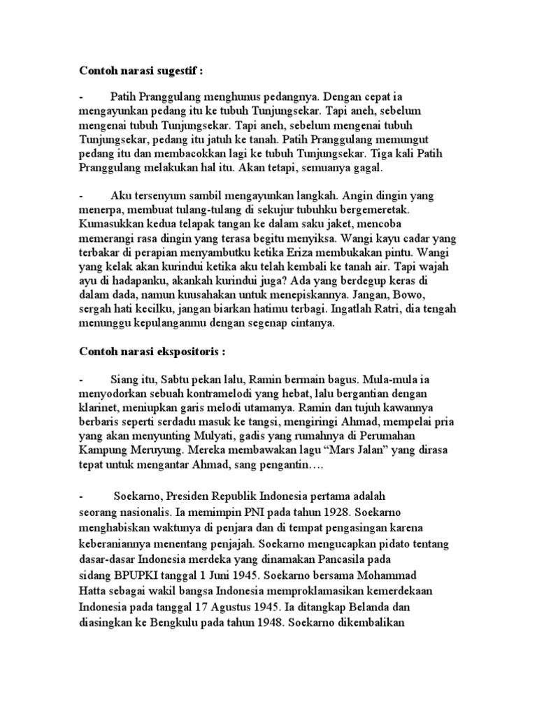 Contoh  narasi  sugestif  Contoh  narasi  sugestif