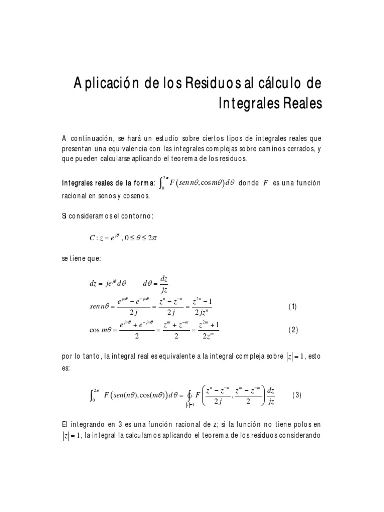 Integrales Del Residuo PDF PDF | Integral | Pi
