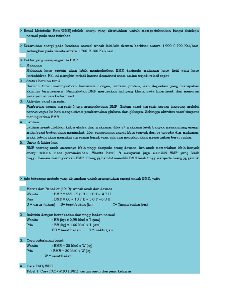 Basal Metabolic Rate