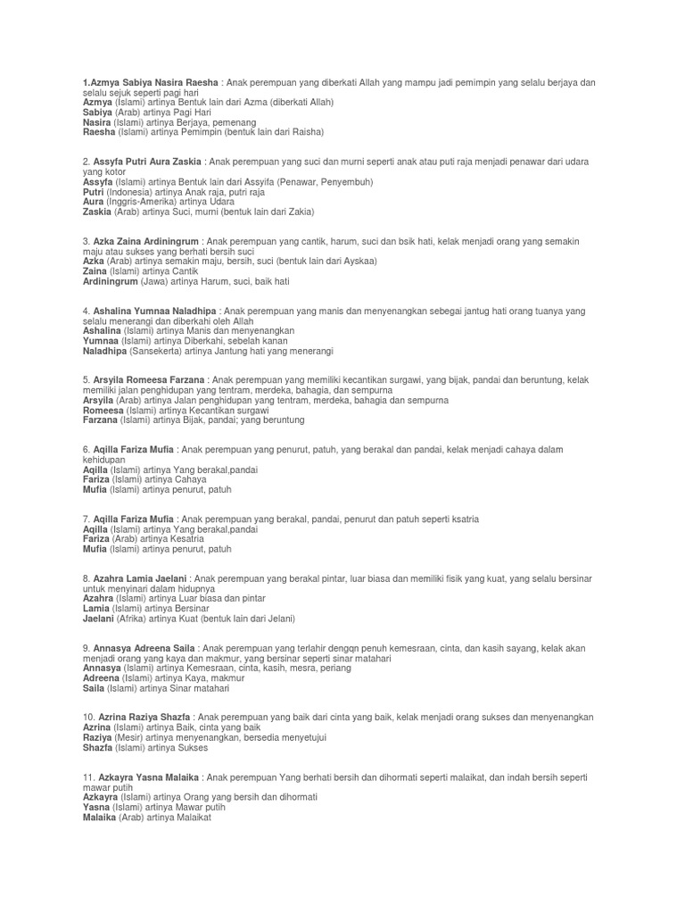 Nama Bayi Laki Dan Perempuan Pdf