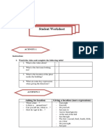 Student worksheet activities asking and giving directions