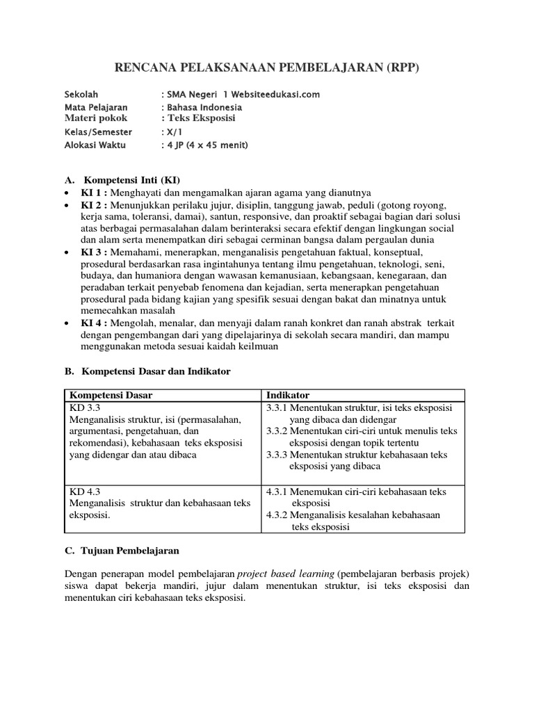 Rpp Teks Eksposisi Kelas 8 Beserta Contoh Soal Menganalisis - Pusat