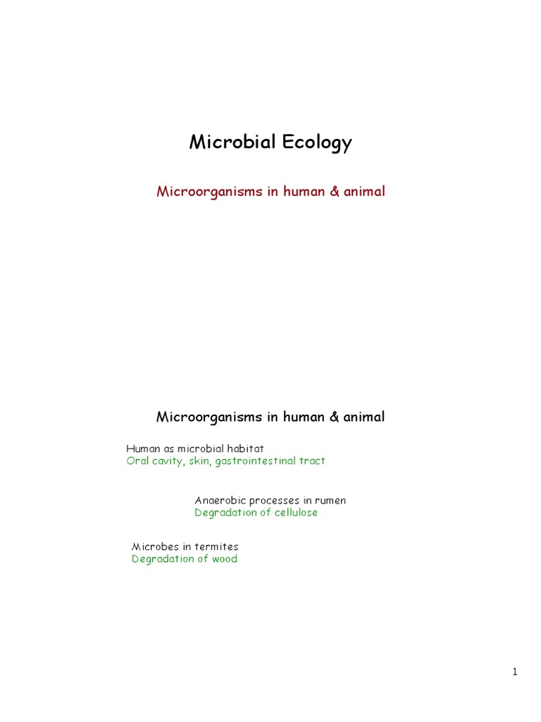 Microbial Ecology: Microorganisms in Human & Animal | PDF ...