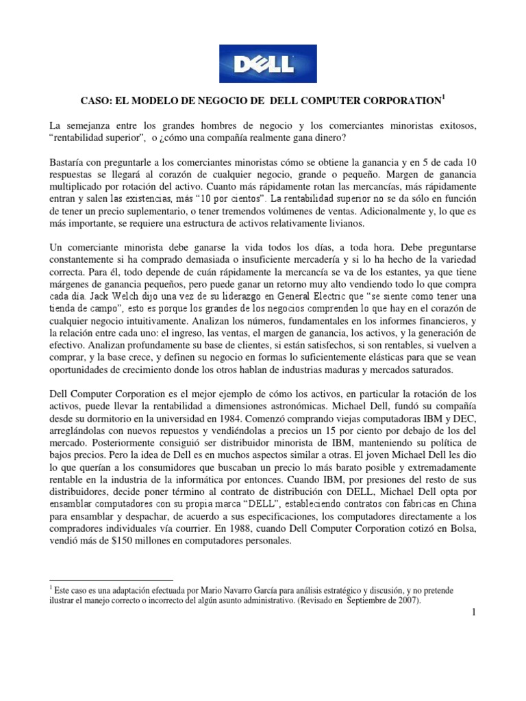 Caso Dell Computer Corporation PDF | PDF | Dell | Compatibles con PC Ibm