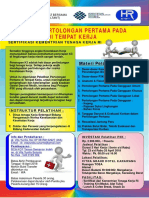 Pelatihan Pertolongan Pertama Pada Kecelakaan Di Tempat Kerja Sertifikasi Kemenaker RI - 23 SD 25 April 2018 PDF