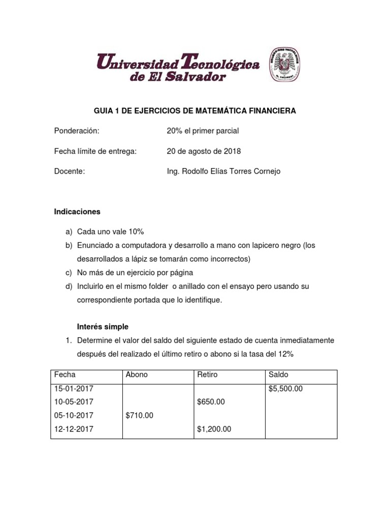 Ejercicios de Matemática Financiera | PDF | Euro | Finanzas Matemáticas