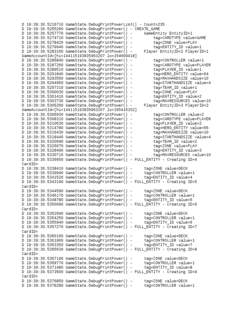 Game State Debug Log Analysis | PDF | Software | Computing