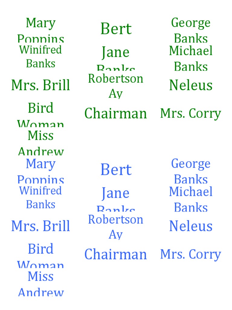 Mary Poppins Script Labels | PDF | British Fiction | Children's Literature